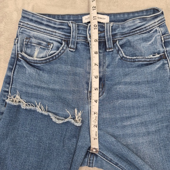 Flying Monkey 25 High Rise Straight Leg Distressed Raw Hem Jeans F4386 Stretch - Picture 4 of 8